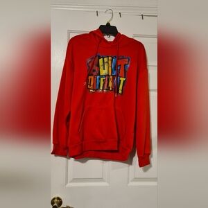 Pre-owned Men's Letter Print Drawstring Hooded Fleece Sweatshirt | Size: M